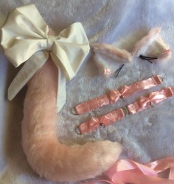 delicatekittensboutique:Pink Kitty Cat Set! (Cat Ears, Cat Tail, Large Bow, Collar, Wrist Cuffs) Now available in my store!
