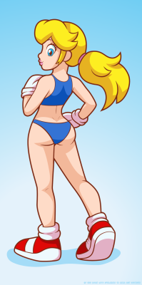 danshive: A minimal reference practice drawing of Peach dressed (sort of) as Sonic that got out of hand. By “minimal reference”, I mean no anatomical or pose reference. I did look at a Peach Amiibo, and used the DS Peach game cover for colors. Weirdly