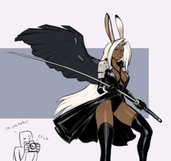 xizrax: sketch commission of Fran cosplaying as Sephiroth.  Fran should do more cosplay 
