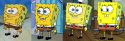 carry-on-my-wayward-butt:yungkinghenny:  wizkhali:The evaluation of Spongebob Squarepants. From 1999-2014.  I don’t know them last two them ain’t my sponge bobs  the third one looks like someone from the fairly odd parents art crew took over for a