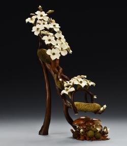 wasbella102:  Dogwood Branch and Moss Shoe:  Denise Nielsen and George Worthington “Walnut Branches with Holly Ends, Poplar Moss with Bloodwood Tips, Holly and Poplar Flowers, Holly and Poplar Buds, Holly and Madrone Mushrooms” 