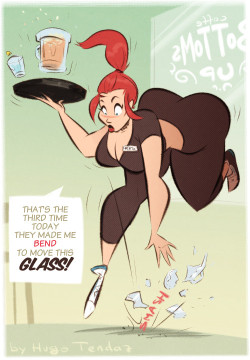  Red - Glass Smash - Cartoon PinUp Sketch Commission  In Bottoms Up every day more then one glASS get SMASHED! :D  It&rsquo;s a commission for    Server-Red who asked for his OC Red, who&rsquo;s a waitress in a bar simply called - Bottoms Up :)If you