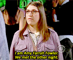 bigbangsheldon:  Character Weeks WEEK 1, DAY 2: Amy Farrah Fowler- Favourite Scene. On the other hand, as I look at the blank, ape-like expression on your face, I have decided to adopt the Vulcan practice of Kolinar. Goodbye. I chose this scene because