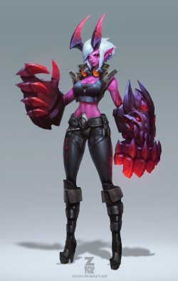 cyberclays:  Demon Vi - art for League of Legends by Paul Kwon“Concept Art for Demon Vi skin. This was an amazing fun Vi skin to work on with the team!Copyright to Riot Games”
