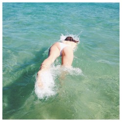 Into the blue ☼ Zoe wears our bleach cheeky bottoms now on SALE at our online boutique www.castawaylabel.com