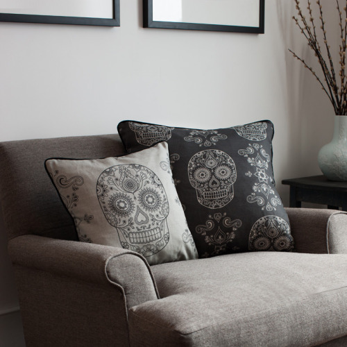chipleydesign:  Need a little something for the nursery? Day of the Dead Sugar Skull wallpaper.
