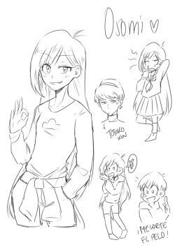 birch&ndash;white:  fem!matsus !!!Osomi is… flat HAHAHKarami can’t talk to boys lolChoromi loves nya kun and works in a barIchimi is a crybaby and always has cat hairJyushimi -&gt; yandereTodomi is a lesbian (loves Atsushi) but she dates with boy