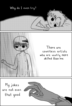 ustanak:  ask-ooc-jack:  atokniiro:  An introspective journey of artistic self discovery, presented as a 6 page comic.  I THOUGHT IT WAS DEEP  I will forever reblog this 