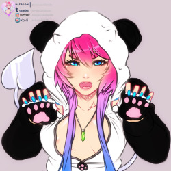 law-zilla:    Finished Law (OC) in a panda costume, colored sketch for SexyHair ^-^ Hi-Res version up in Patreon! Also you can donate me some coffees through Ko-Fi