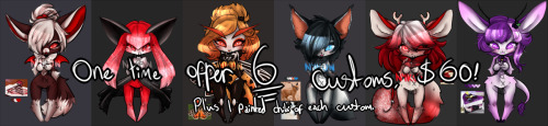 SO– You’re getting a good big deal here– ฟ per adopt on it’s on. ษ for the adopt bust and a chibi painting. So you’re saving a lot.15 x 6 = 90 | 25 x 6 = 150But due to the amount of customs I’m offering I’m