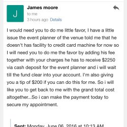 SCAM photographers beware of a James Moore jamesmoore101@email.com  Looking to hire you and asking can you process credit cards. It&rsquo;s a wire transfer scam #scam #blog #fake #photosbyphelps #wiretransfer #onlinescam