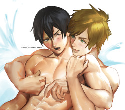 yohao88:  sakimichan:  Makoto * haru BL piece ;3 ( from the anime FREE) Yaoi igh-res JPG, Vid process,PSD ►https://www.patreon.com/posts/3230635  ok we have the great hamletmachine for HaruRin and the awesome sakimichan for MakoHaru. I think I’m