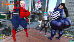   Did this last night after work. I made Lola n Nissa as Spider-Gwen, Mia as Spider-man(MCU) and Yvette as Venom. If i had more time I would have done other characters but they are fine for now. Enjoy!!!!!!!