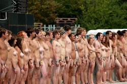 Nude sports lineup.