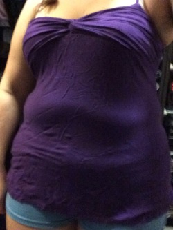 biglegwoman:  Way too tight clothes!  Purple ‘top’ I use to be able to wear with leggings and it was more a shirt dress…red shirt was my favorite T-shirt in college. And lastly those blue shorts are the only article of clothing from high school