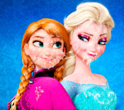ardham-edits:  Elsa and Anna got a messy bukkake together.  -  Being two sisters unmarried handling a kingdom comes with a lot of pros and cons, one of them is having to deal with a lot of suitors. Dukes, princes, champions, knights from many many kingdom
