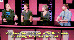 princessmichonne:  Andrew Lincoln, Melissa McBride, &amp; Scott Gimple on Michonne knocking Rick out. [x] 