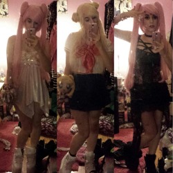 Shitty outfits I made with stuff I already had of Chibiusa, Usagi, Dark/Wicked Lady. Which one should I wear to Kandieland though? Also I would wear them with stacks, not what&rsquo;s in the picture &amp; sorry for the bad lighting.