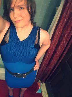 ta6769:  My devil in a blue dress set! Watch as I magically grow a cock out of my vagina! (I didn’t realize right away that my new blue dress had a rip in it. I got sad. :c)