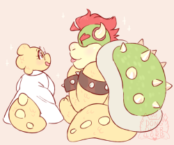 dongoverlord: awhile ago some peeps said my alphys looks like how I draw bowser, and I was like… damn…. u know what I’m gonna make an au for that. and I did. bowser is now alphys’ dad.  twitter post 
