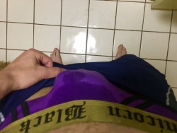 somewetguy:  Went for a run in my new purple jock. It’s sweat, honest! (Mostly) 
