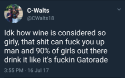 arandomthot:  Wine drunk is a different beast
