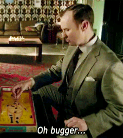 enigmaticpenguinofdeath:   The Empty Hearse - Mycroft swearing  bonus!gif for use of the Holmesian ‘f-word’:  