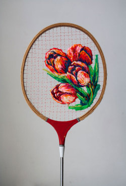 mayahan:  Tennis Rackets Embroidered By Danielle Clough 