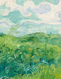 seeliequeene:  Green Wheat Field (detail), Vincent Van Gogh, 1890 