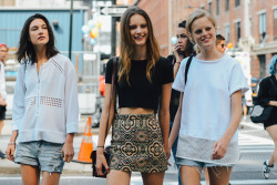 rrrusskaya:  Jacquelyn Jablonski, Tilda Lindstam &amp; Hanne Gaby Odiele photographed by Tommy Ton at New York Fashion Week Spring - Summer 2015.