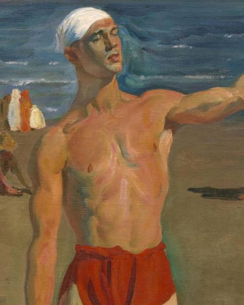 antonio-m:  “Vaslav Nijinsky on the Lido”, by Leon Bakst (1866–1924). Museum of Modern Art, NY.Russian painter and scene and costume designer of Belarusian  origin. He was a member of the Sergei Diaghilev circle and the Ballets  Russes, for which