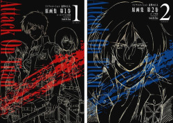 fuku-shuu:  Dedication Post: Shingeki no Kyojin Artbook CoversTV Animation Original Illustrations (Key Animation) Vols. 1-5 (August 23rd, 2013 - June 30th, 2014)Comiket Exclusives: OP &amp; ED Storyboard Artbooks for Guren no Yumiya (August 10th, 2013;