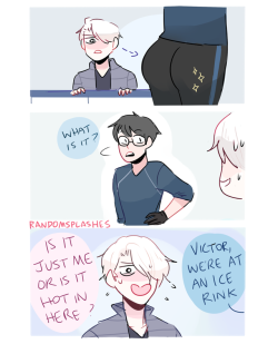 randomsplashes:  randomsplashes: a concept: victor watching his fiance practice at the ice rink and can’t handle the hotness that is yuuri katsuki and his ass (insp) bonus: yuuri caught victor red-handed lmao