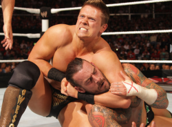 rwfan11:  Miz- squeezing the life out of CM Punk …meanwhile his trunks are squeezing the life out of his crotch!  I honestly wouldn&rsquo;t mind being put into a headlock by The Miz or Cm Punk! 