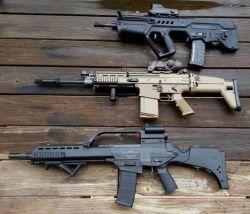 45-9mm-5-56mm:  ronin134:  furkadurka:  wndllfull:  Tavor Assault Rifle (TAR-21); Accurate Combat Rifle (ACR) &amp; HKG36all in .223 Remington  That’s a scar not and acr   And it looks like a 308 to me  Yep