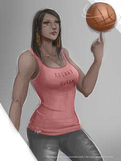 valka:Basketball Pharah | quick painting practice - color + b&amp;w