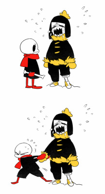 blackggggum:  Little brother.I was headcanoning that even Papyrus is the order brother here，sans still have to take care of him cuz he is being a cry baby XDDDfellswap/Swapfell(red) bros