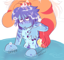 djbjksaas /// i wanted to draw more sweet jaspis stuff - lapis probably really likes bathes but she easily falls asleep in them too