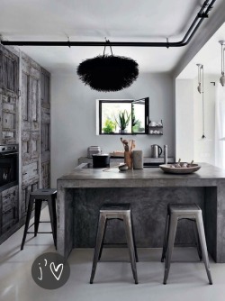 justthedesign:  Inspiring Grey Kitchen Via