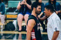 tifferini:  Tyler Hoechlin &amp; the coach fake yelling at each otherHollywood Knights [3.15.14]Do not repost/edit without permission.