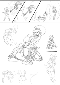 cdb2k3:  Camp W.O.O.D.Y.: Eris vs. Juniper Lee..and Gwen  ____________ Commissioned Artwork done by: Bellendvii Concept and idea: me ___________ A sequel to the Eris and Gwen pinup… Juniper attempts to kick Eris’ butt but gets her own butt kicked