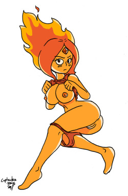 I haven’t checked my Rule 34 poll in a while, but I checked recently and saw that Adventure Time was number one. So here’s Flame Princess. 