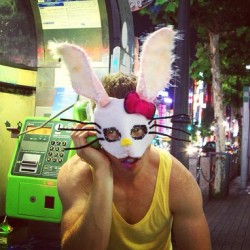 HELLO, Kitty! Yeah, I&rsquo;m coming back to Tokyo this year. Haha!! #alexanderguerra #tokyo #japan #hellokitty #mask #handmade #selfportrait #centergai #shibuya #youhadmeathello #gay #artist #photography (at the Rabbit Hole)