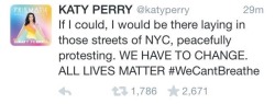 whitepeoplesaidwhat:  wocinsolidarity:  lowcutcaesar:  So now you’re conveniently an activist, Yet you mock black women on your tour. These is violence miss Perry, you’re the problem.  how quickly they forget   She came out with the “all lives matter”