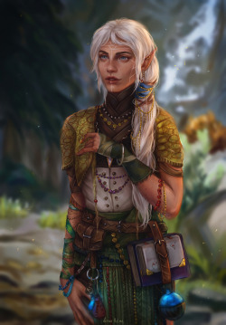 annahelme:  Halani Lavellan ~ cheerful elf, a great storyteller and listener, but a bad leader. she loves trinkets and jewelry, old books and herbal tea 