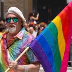 mythicalpiranha:bonae-artes-liberales:This year, on the 31 March, we lost Gilbert Baker, gay artist and creator of the gay pride flag. Today we would celebrate his 66th birthday. Let’s remember him as the wonderful person he was.   i just want to add