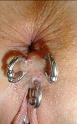 Pireneum piercings, fourchette (at base of pussy) and two close to anus. Careful hygiene necessary with the latter, particularly during the healing period. 