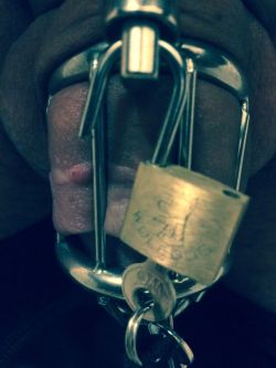 slaveboidreams:  lockedndenied:  mastera6:  This makes me smile.  Nothing better than total commitment to chastity.   It warms the heart to see another boi achieve his rivet.