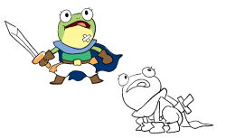jeffliujeffliu:  Here’s the concept drawings I did for Hopper in Garnet’s Universe! The costume was inspired by Frog from Chrono Trigger, but I think Hopper has more of the youthful spirit of Slippy Toad from Starfox.