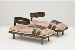 arterialtrees:  birgit jurgenssen bed shoes 1976 wood, brass, fabric 